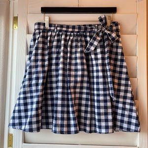 ModCloth Plaid Gingham Picnic Belt Tie Skirt Large